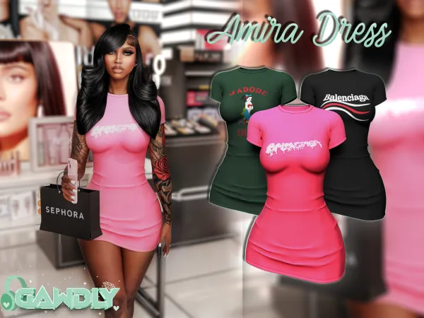 Alpha Amira Dress by simsfinds - The Sims 4 Custom Content