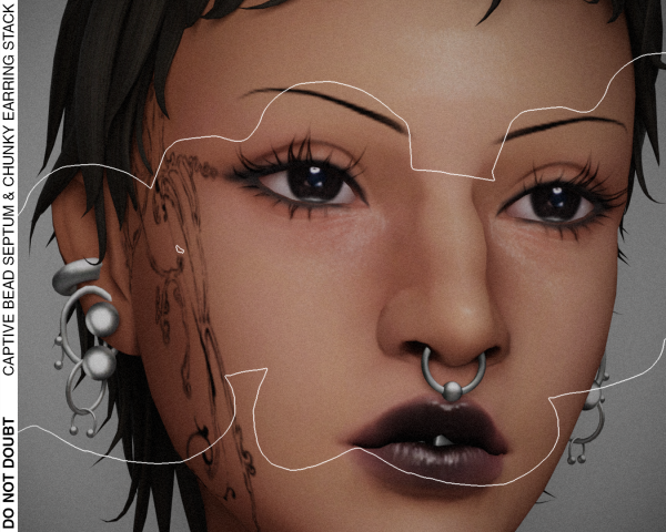 Maxis Match Captive Bead Septum Chunky Earring Stack by simsfinds - The Sims 4 Custom Content