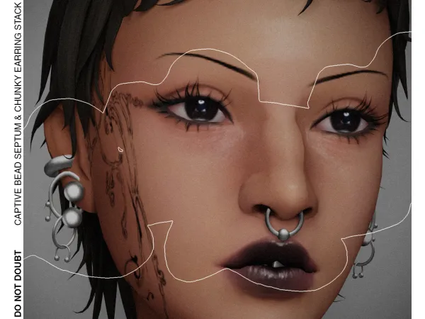 Maxis Match Captive Bead Septum Chunky Earring Stack by donotdoubt - The Sims 4 Custom Content