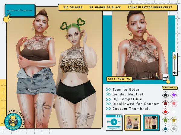 Mix emergence v2 tattoo - The Sims 4 Custom Content