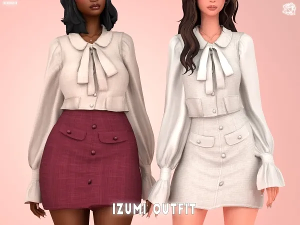 Mix Izumi Outfit Brsims by bluerose-sims - The Sims 4 Custom Content