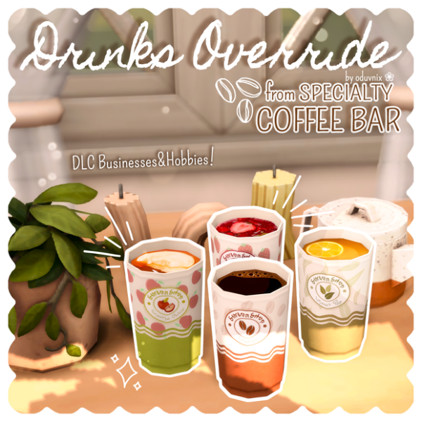 Mix DRINKS OVERRIDE from SPECIALTY COFFEE BAR by simsfinds - The Sims 4 Custom Content