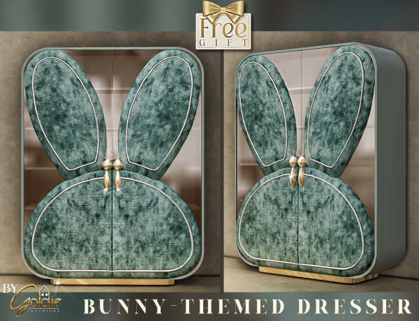 Alpha Luxe Bunny themed dresser by goldie_s4 - The Sims 4 Custom Content