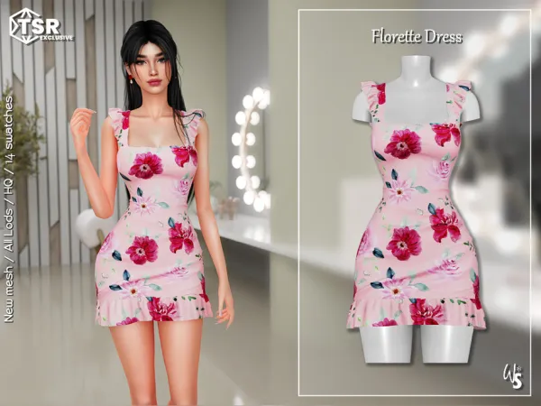 Alpha Florette Dress by wisteriasims - The Sims 4 Custom Content