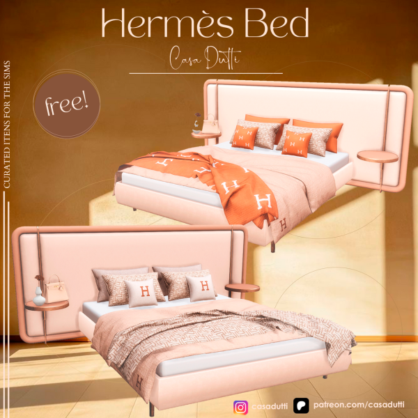 Alpha Hermès Bed by casadutti - The Sims 4 Custom Content