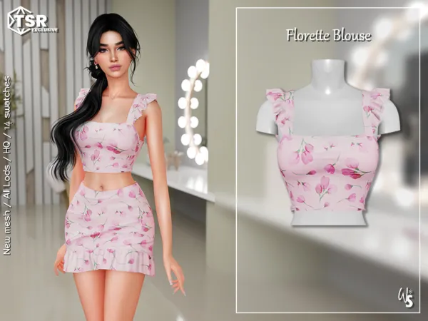 Alpha Florette Blouse by wisteriasims - The Sims 4 Custom Content