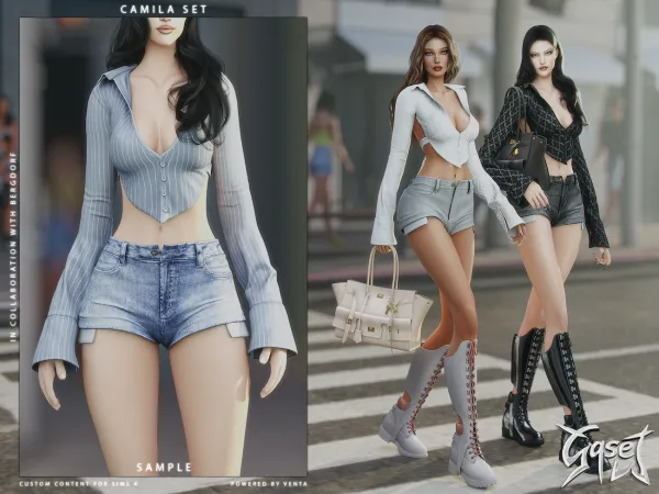 Alpha GASET Camila Shorts Sample by bergdorfsims - The Sims 4 Custom Content
