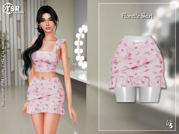 Alpha Florette Skirt by wisteriasims - The Sims 4 Custom Content