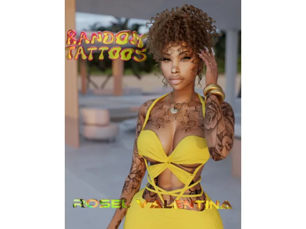 Mix [RoselV] Fullbody flower tattoo - The Sims 4 Custom Content