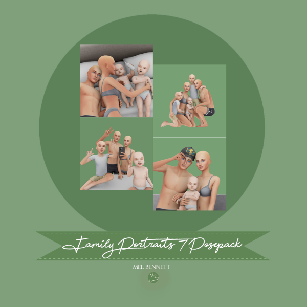 Mix Family Portraits 7 Posepack by melbennett - The Sims 4 Custom Content