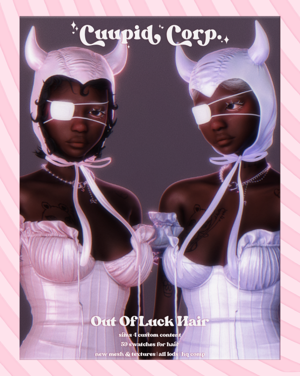 Mix cuupidon out of luck hair by missme12 - The Sims 4 Custom Content