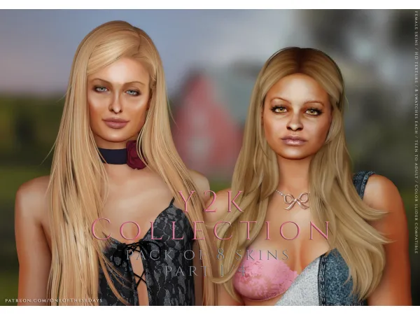 Alpha Y2K Collection Pack of 8 skins Part 14 Paris Nicole (skins tray files) BFF by oneofthesedays - The Sims 4 Custom Content
