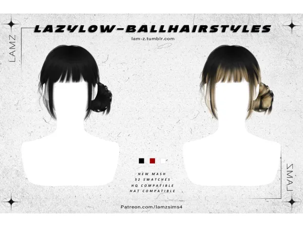 Alpha LAMZ LazyLow ball Hairstyles 001F by simsfinds - The Sims 4 Custom Content