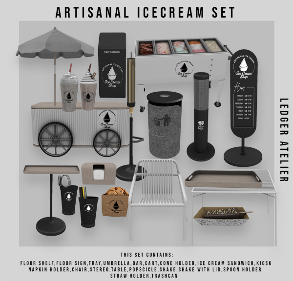 Alpha Artisanal Ice Cream Set by ledger_atelier - The Sims 4 Custom Content