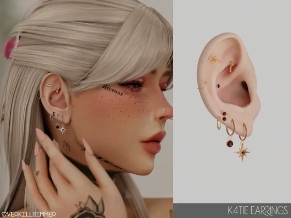 Alpha K4tie earrings - The Sims 4 custom content