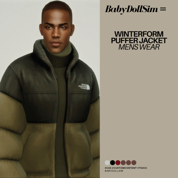 Maxis Match MENSWEAR WINTERFORM PUFFER JACKET by simsfinds - The Sims 4 Custom Content