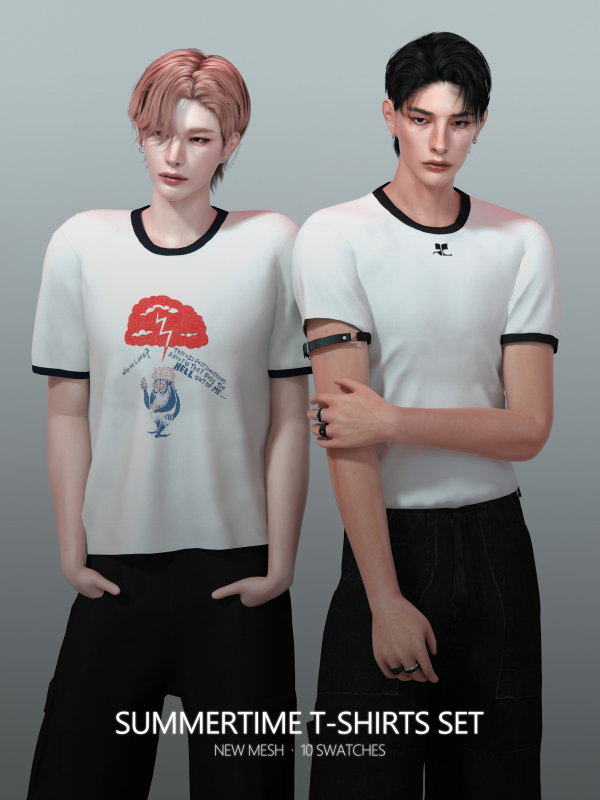 Alpha [RONA] Summertime T shirts Set by simsfinds - The Sims 4 Custom Content