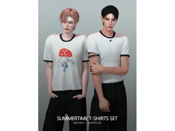 Alpha [RONA] Summertime T shirts Set - The Sims 4 Custom Content