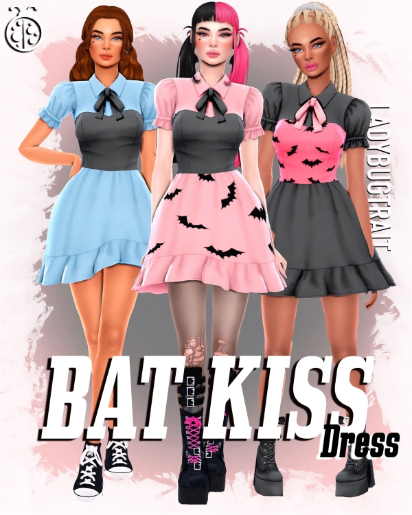 Maxis Match Bat Kiss dress by ladybugtrait - The Sims 4 Custom Content