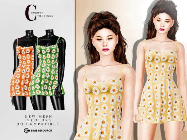 Alpha Daisy Dress D 402 by ChordoftheRings - The Sims 4 Custom Content