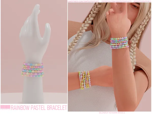 Alpha Rainbow Pastel Bracelet (Male) - The Sims 4 Custom Content