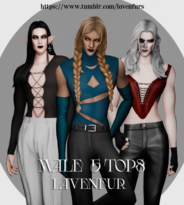 Mix 𝙻𝙰𝚅𝙴𝙽𝙵𝚄𝚁 𝙼𝙰𝙻𝙴 𝟻 𝚃𝙾𝙿𝚂 by lavenfur - The Sims 4 Custom Content