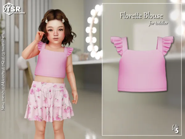 Alpha Florette Blouse for toddler by wisteriasims - The Sims 4 Custom Content