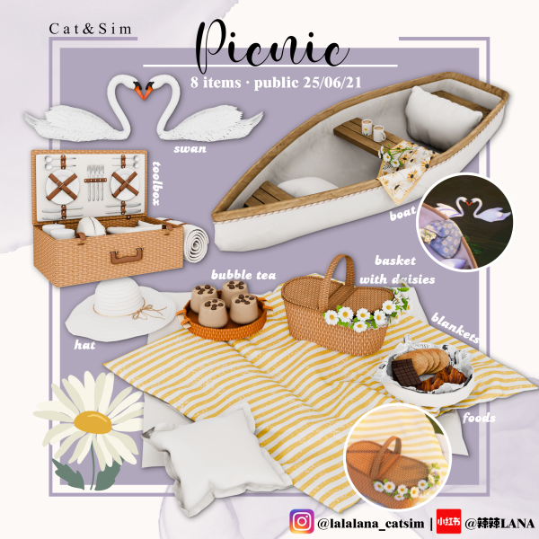 Alpha Picnic Set by simsfinds - The Sims 4 Custom Content