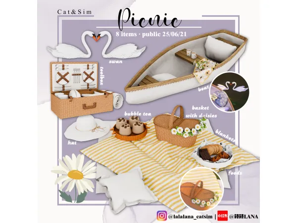 Alpha Picnic Set by lalalana - The Sims 4 Custom Content