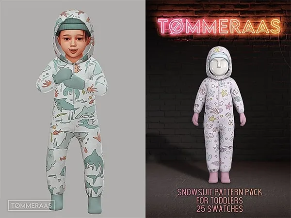 Mix Tu00d8MMERAAS Snowsuit Pattern Pack for Toddlers (109) - The Sims 4 Custom Content