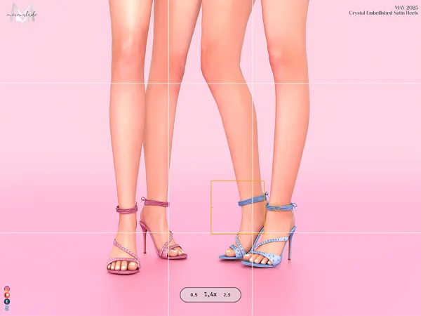 Alpha Crystal Embellished Satin Heels - The Sims 4 Custom Content