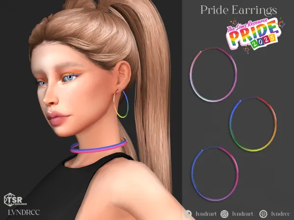 Alpha Pride Earrings by lvndrcc - The Sims 4 Custom Content