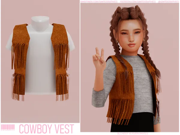 Alpha Cowboy Vest - The Sims 4 Custom Content