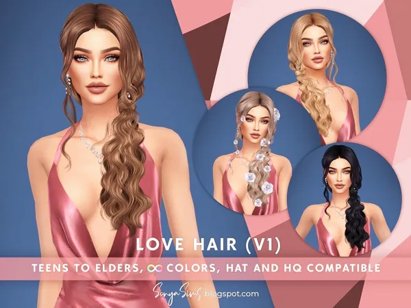 Alpha Love Hair (Version 1) SIMSFINDS by sonyasims - The Sims 4 Custom Content