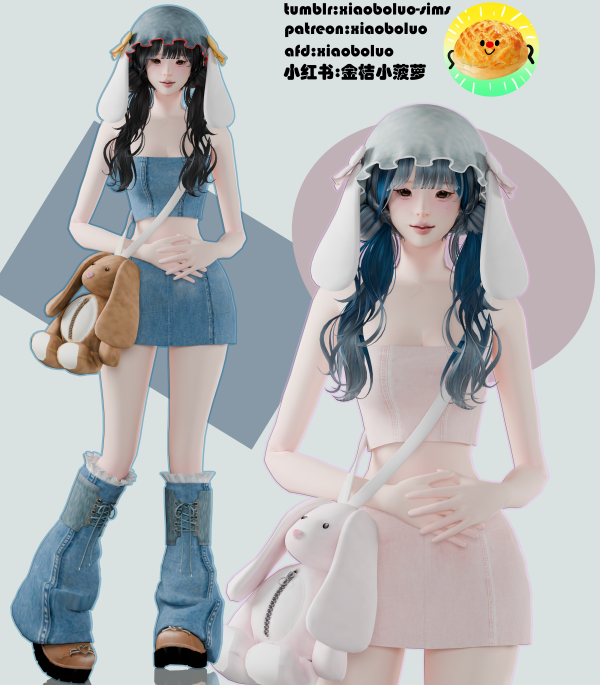 Alpha [Xiaoboluo] Denim full body suit by simsfinds - The Sims 4 Custom Content