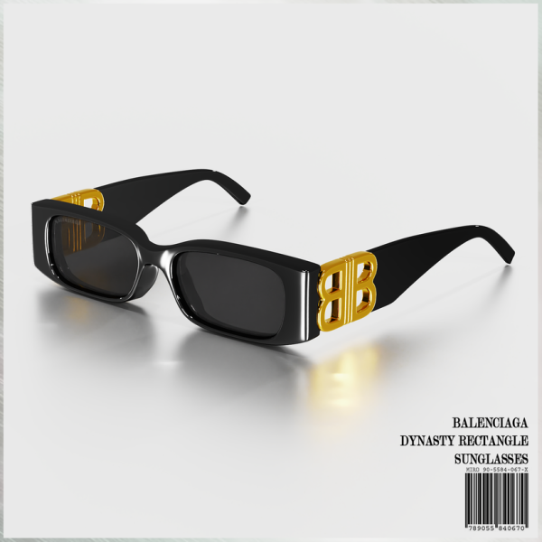 Alpha Balenciaga Dynasty Rectangle Sunglasses by simsfinds - The Sims 4 Custom Content