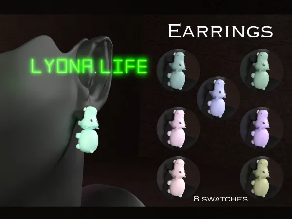 Mix Earrings Hippo - The Sims 4 Custom Content