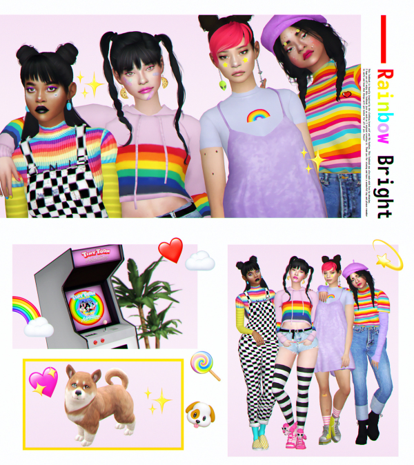 Alpha Rainbow Bright Lookbook 41785736887823 by simsfinds - The Sims 4 Custom Content