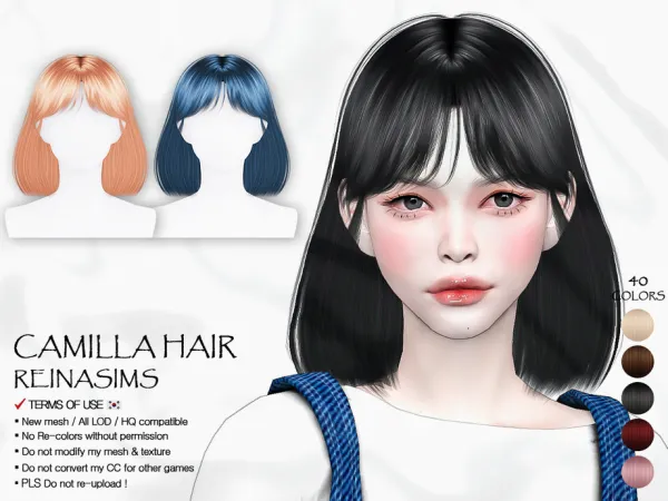 Alpha Camilla hair by thesimsresource - The Sims 4 Custom Content