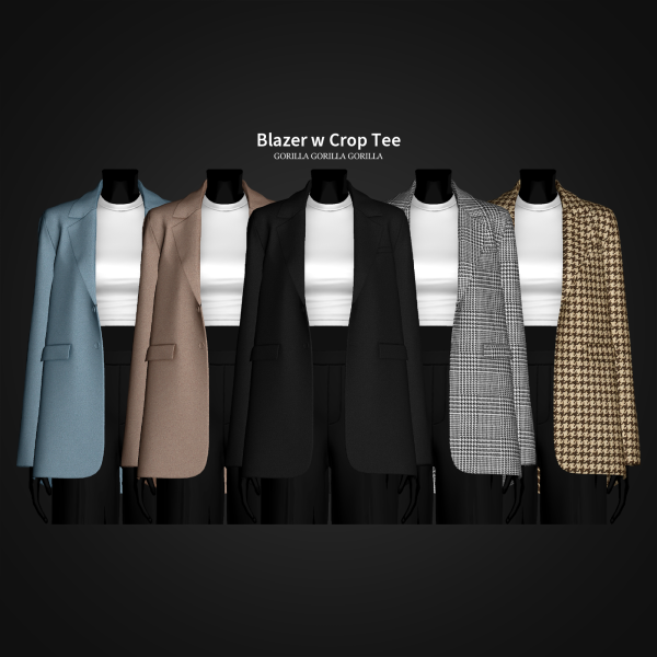 Alpha Blazer w Crop Tee by simsfinds - The Sims 4 Custom Content