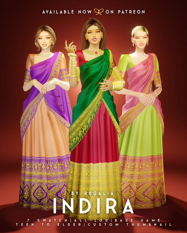 Alpha INDIRA SAREE by simsfinds - The Sims 4 Custom Content