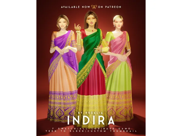 Alpha INDIRA SAREE by simsregalia - The Sims 4 Custom Content
