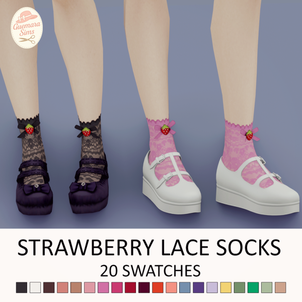 Maxis Match Strawberry Lace Socks by simsfinds - The Sims 4 Custom Content