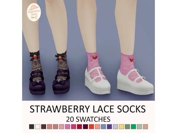 Maxis Match Strawberry Lace Socks by Guemarasims - The Sims 4 Custom Content