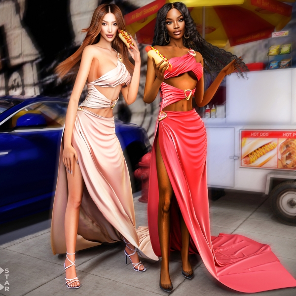 Alpha High Slit Cutout Mermaid Gown by cool_content_star - The Sims 4 Custom Content