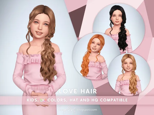 Alpha Love Hair (Version 1) Kids by sonyasims - The Sims 4 Custom Content