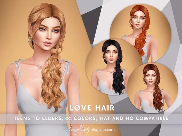 Alpha Love Hair (Version II) by sonyasims - The Sims 4 Custom Content