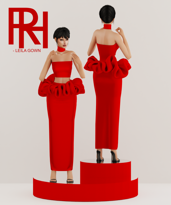 Alpha [REYNA] LEILA GOWN by simsfinds - The Sims 4 Custom Content