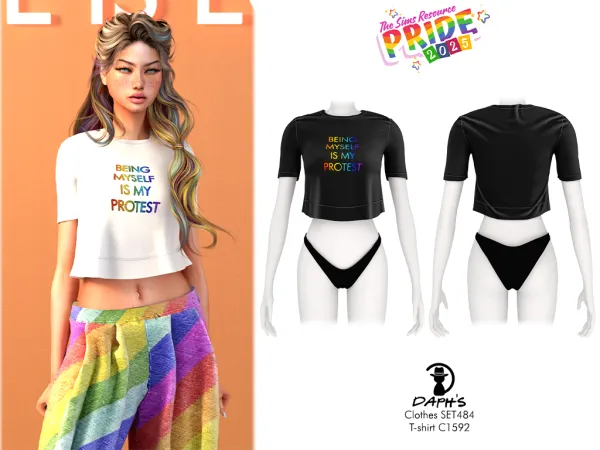 Alpha Daph's PRIDE2025 Clothes SET484 T shirt C1592 by daphsmods - The Sims 4 Custom Content