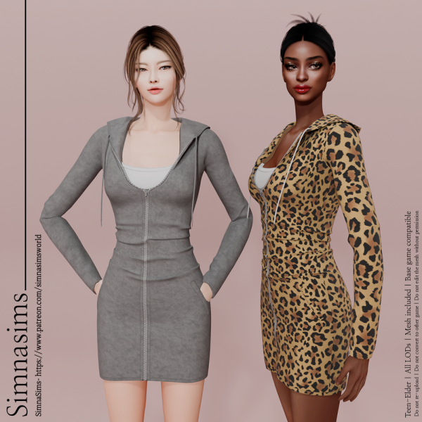 Mix Aya hoodie dress by simsfinds - The Sims 4 Custom Content